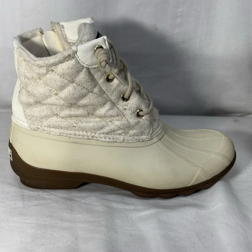 Sperry Women's Syren‎ Gulf Wool Quilt Duck Boots Waterproof Ivory Size 8 M - Picture 2 of 16